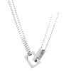 This minimalist square interlocking double-layer necklace is the same as Tan Jianci's. It's a trendy, versatile and high-end collarbone chain for men Item Picture